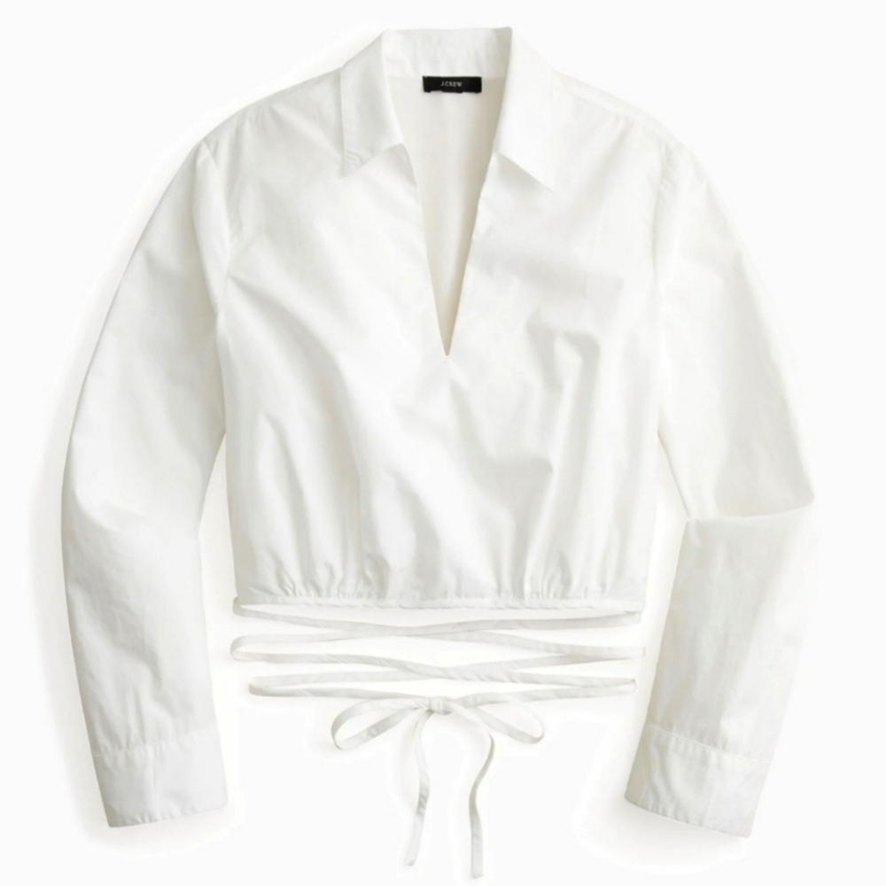 J. Crew White Wrap Blouse